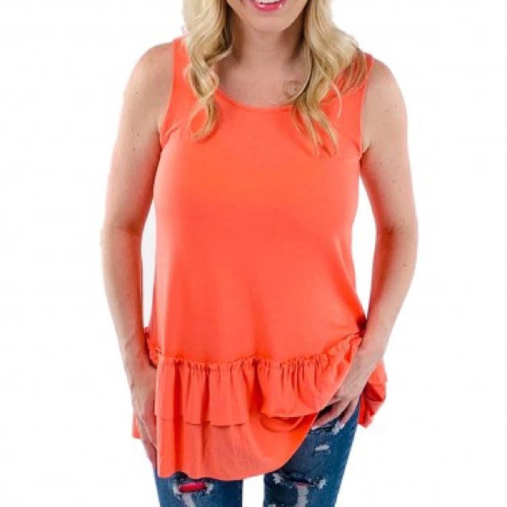 Plus Sleeveless Tank With Ruffle Hem - 3x!!